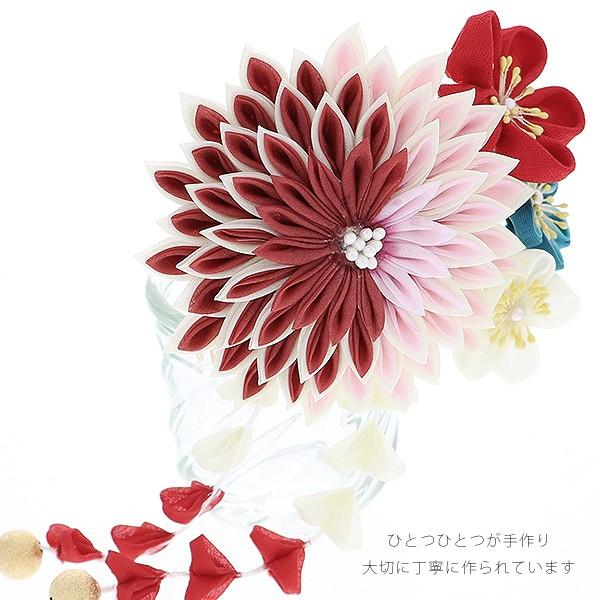 七五三 髪飾り「赤×ピンク 剣つまみ、つまみのお花」子供 つまみ 七五三 髪飾り「赤×ピンク 剣つまみ、つまみのお花」子供 つまみ