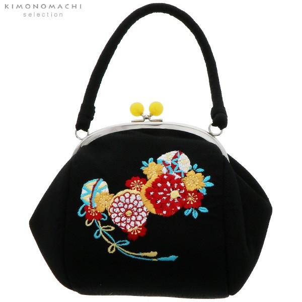 成人式 バッグ 黒 刺繍 がま口 バッグ 黒色 毬 振袖 卒業式 袴 振袖バッグ 和装バッグ 着物バッグ 京都きもの町 通販 Yahoo ショッピング