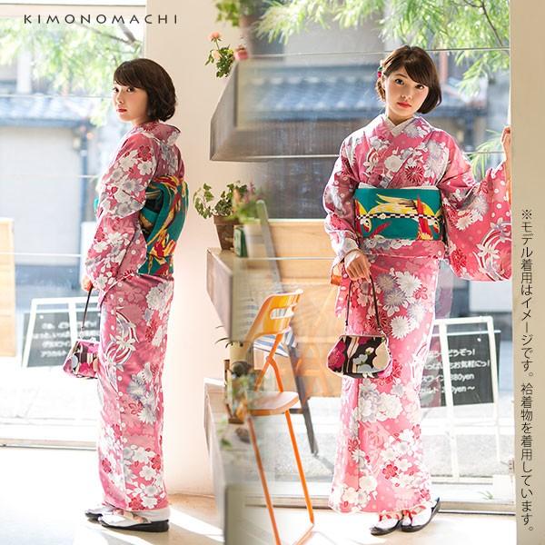 KIMONOMACHI （Prices down）洗える着物 小紋 単衣 単品 「ピンク 水玉 