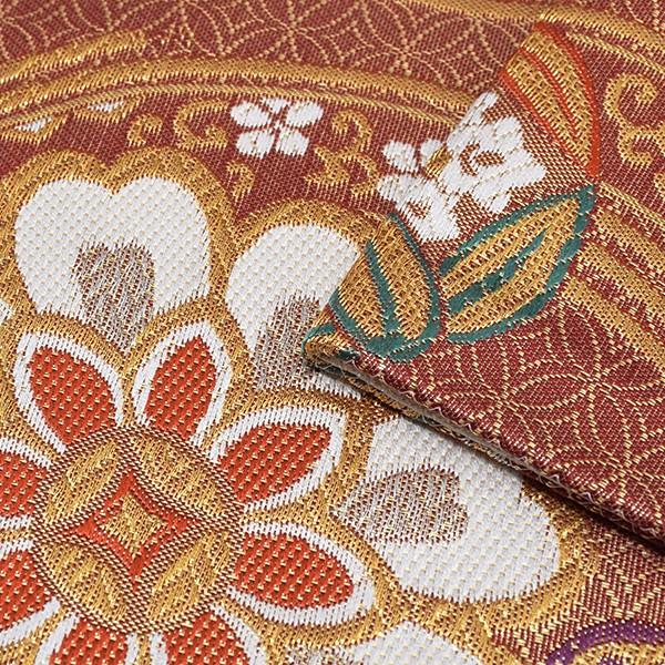 Prices down3）振袖 袋帯「臙脂色 立涌に花文」振袖に お仕立て上がり