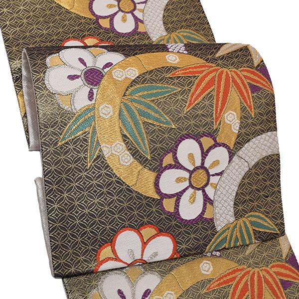 Prices down4）振袖 袋帯「黒色 竹と梅」振袖に お仕立て上がり 礼装帯