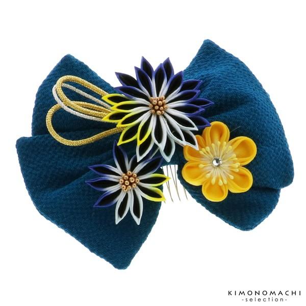袴 髪飾り リボン 成人式 髪飾り単品 青色のリボン つまみのお花 金銀の紐飾り 袴髪飾り 振袖髪飾り 成人式 前撮り 結婚式の振袖に Te18 京都きもの町 通販 Yahoo ショッピング