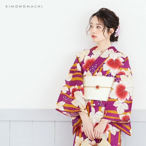 KIMONOMACHI （Prices down2）浴衣 レディース 単品 「紫色 葡萄