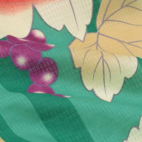 浴衣 レディース 単品 「青緑色 葡萄蔦」 S F TL LL サイズ KIMONOMACHI 京都きもの町 オリジナル レトロ モダン かわいい 大人柄 変わり織り綿 女性浴衣単品 女浴衣 ゆかた yukata 【メール便不可】