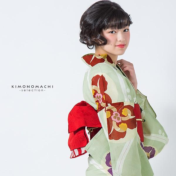 新品・未使用！　ブランド浴衣【芸艸堂・UNSODO 】単品　日本製　Fサイズ 浴衣 芸艸堂 綿絽 椿 赤 クリーム 花 UNSODO ブランド 古典柄