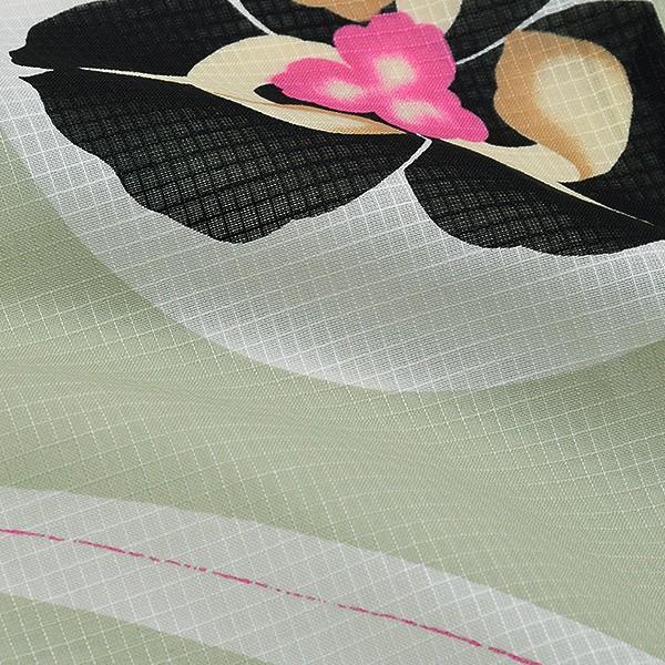 Prices down2）芸艸堂 浴衣単品「青磁鼠色 露芝に蘭」UNSODO 山本雪桂