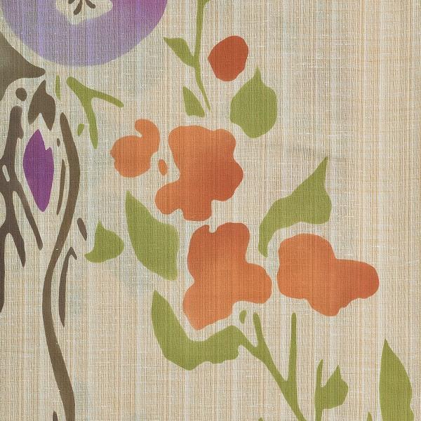 Prices down2）芸艸堂 浴衣単品「オレンジ 紫 花とトンボ