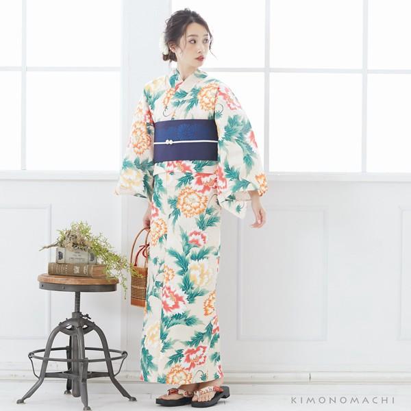 浴衣 レディース 単品 「クリームベージュ 芍薬」 S F TL LL サイズ KIMONOMACHI 京都きもの町 オリジナル レトロ モダン かわいい 大人柄 変わり織り綿 女性浴衣単品 女浴衣 ゆかた yukata 【メール便不可】