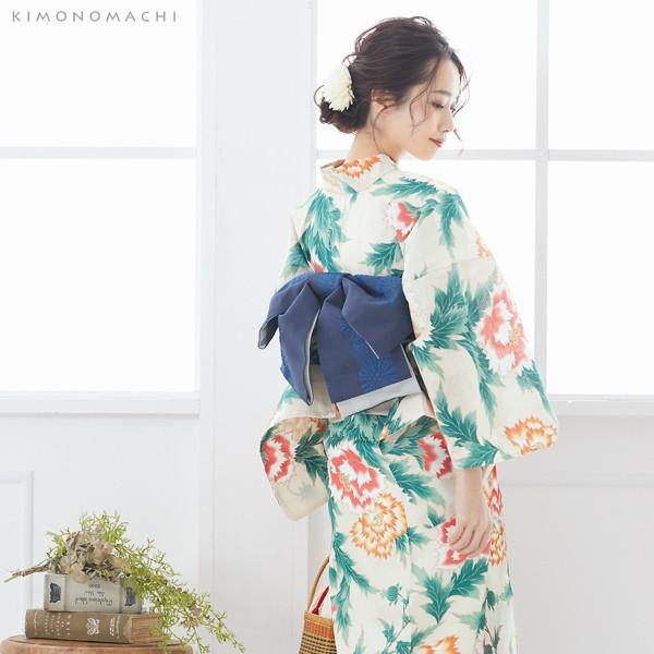 浴衣 レディース 単品 「クリームベージュ 芍薬」 S F TL LL サイズ KIMONOMACHI 京都きもの町 オリジナル レトロ モダン かわいい 大人柄 変わり織り綿 女性浴衣単品 女浴衣 ゆかた yukata 【メール便不可】