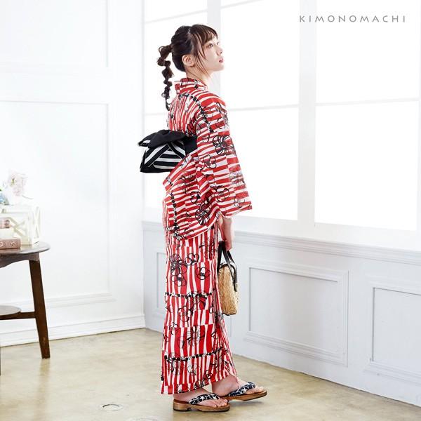 浴衣 レディース 単品 「レッド レトロフラワー」 S F TL LL サイズ KIMONOMACHI 京都きもの町 オリジナル レトロ モダン かわいい 大人柄 変わり織り綿 女性浴衣単品 女浴衣 ゆかた yukata 【メール便不可】