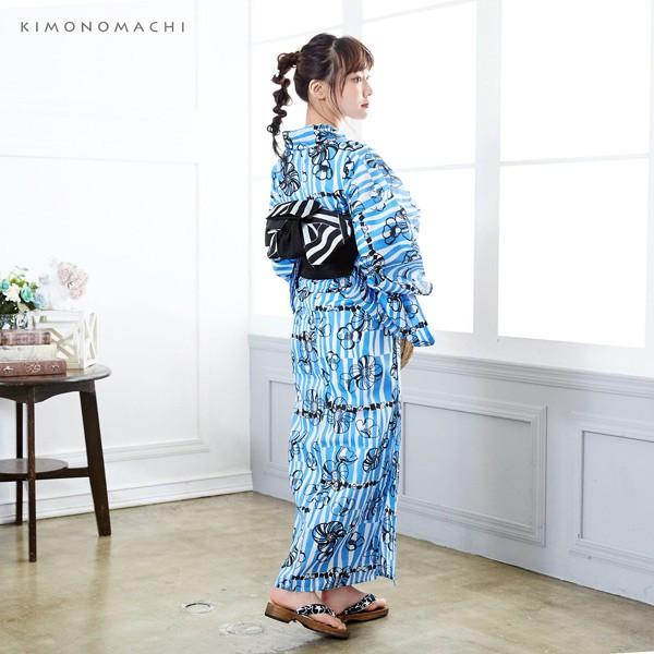 浴衣 レディース 単品 「ブルー レトロフラワー」 S F TL LL サイズ KIMONOMACHI 京都きもの町 オリジナル レトロ モダン かわいい 大人柄 変わり織り綿 女性浴衣単品 女浴衣 ゆかた yukata 【メール便不可】