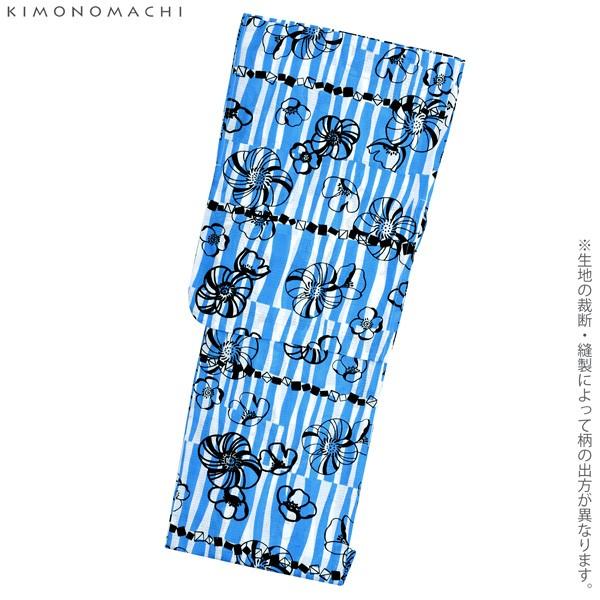 浴衣 レディース 単品 「ブルー レトロフラワー」 S F TL LL サイズ KIMONOMACHI 京都きもの町 オリジナル レトロ モダン かわいい 大人柄 変わり織り綿 女性浴衣単品 女浴衣 ゆかた yukata 【メール便不可】