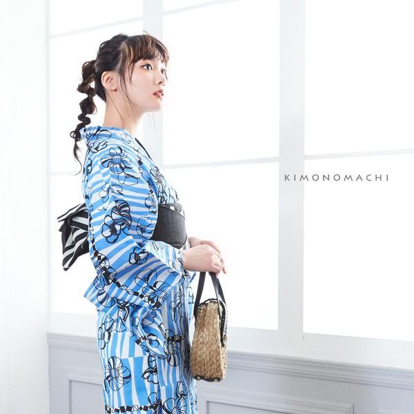 浴衣 レディース 単品 「ブルー レトロフラワー」 S F TL LL サイズ KIMONOMACHI 京都きもの町 オリジナル レトロ モダン かわいい 大人柄 変わり織り綿 女性浴衣単品 女浴衣 ゆかた yukata 【メール便不可】