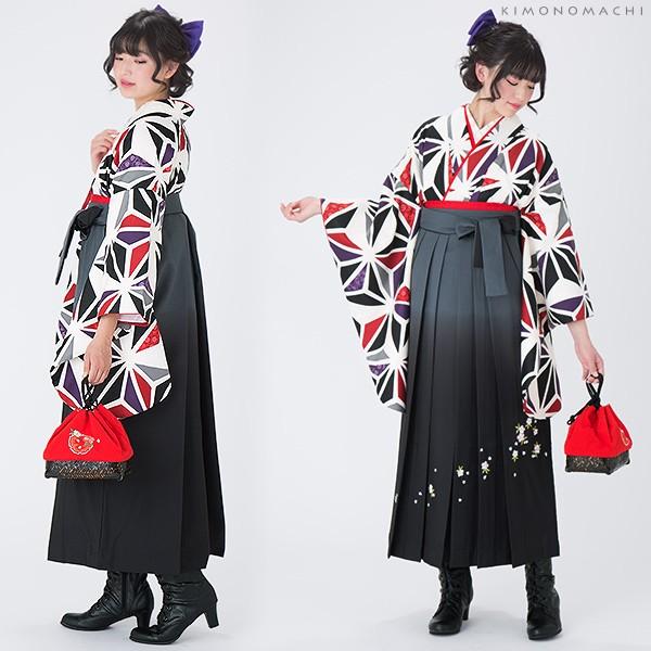 卒業式 袴セット 大学生 小学生 レトロ「幾何学麻の葉」 洗える 着物