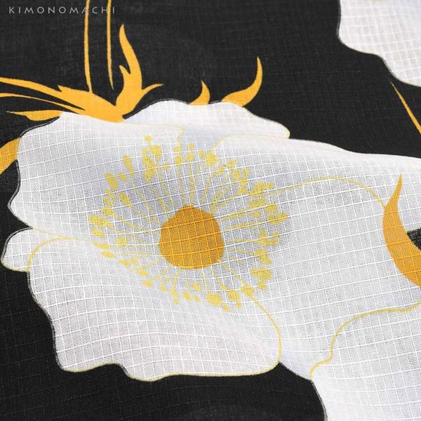 浴衣 レディース 単品 「ブラック ポピー」 S F TL LL サイズ KIMONOMACHI 京都きもの町 オリジナル レトロ モダン かわいい 大人柄 変わり織り綿 女性浴衣単品 女浴衣 ゆかた yukata 【メール便不可】