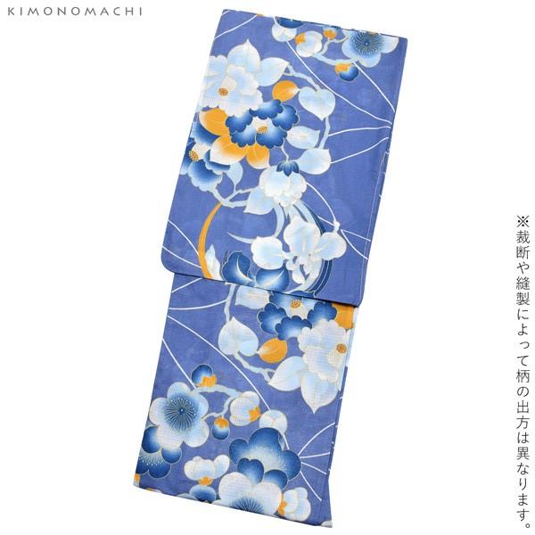浴衣 レディース 単品 「ラベンダーブルー 花の丸」 S F TL LL サイズ KIMONOMACHI 京都きもの町 オリジナル レトロ モダン かわいい 大人柄 変わり織り綿 女性浴衣単品 女浴衣 ゆかた yukata 【メール便不可】