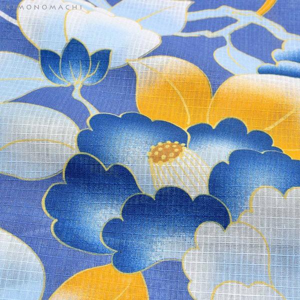 浴衣 レディース 単品 「ラベンダーブルー 花の丸」 S F TL LL サイズ KIMONOMACHI 京都きもの町 オリジナル レトロ モダン かわいい 大人柄 変わり織り綿 女性浴衣単品 女浴衣 ゆかた yukata 【メール便不可】