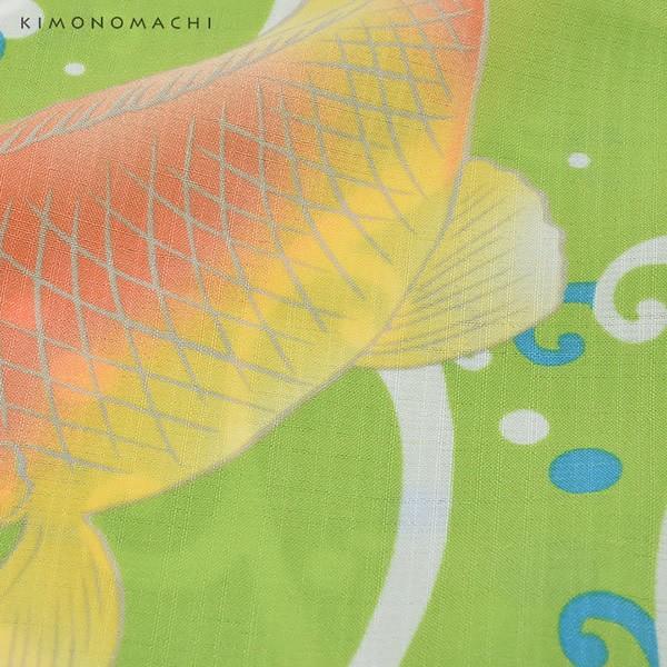 作り帯 浴衣セット「もえぎ色 鯉」お仕立て上がり浴衣 S、F、TL、LL ポリエステル浴衣 [送料無料]ss2512ykl10 KIMONOMACHI 浴衣 レディース セット 作り帯「もえぎ色 鯉」浴衣 S F