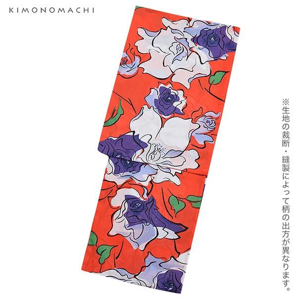 KIMONOMACHI 浴衣 レディース セット 作り帯「オレンジレッド