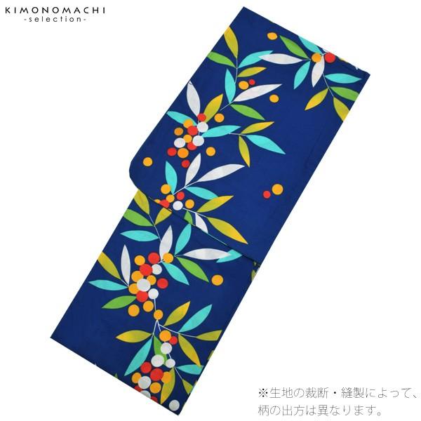Prices down）浴衣 レディース 浴衣単品「青色 南天」綿 綿浴衣 お