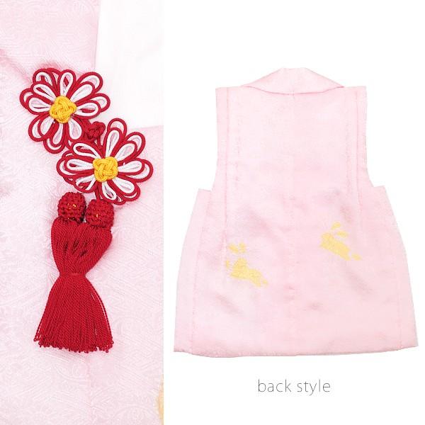 3歳　JAPAN STYLEピンクうさぎ　七五三　被布セット 七五三被布 : K020 【三歳女児被布】ピンク×ピンク 梅とうさぎ