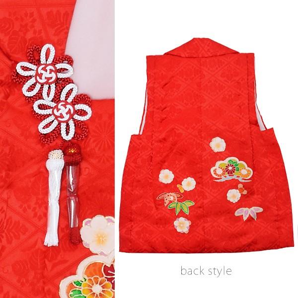 Prices down2）七五三 被布 単品 女の子 3歳 「赤色 松竹梅」手描き 3