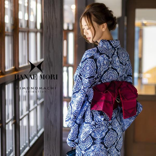 HANAE MORI (Prices down)浴衣 レディース 単品 「濃藍色 更紗 HANAE MORI (Prices down)浴衣 レディース 単品 「濃藍色 更紗
