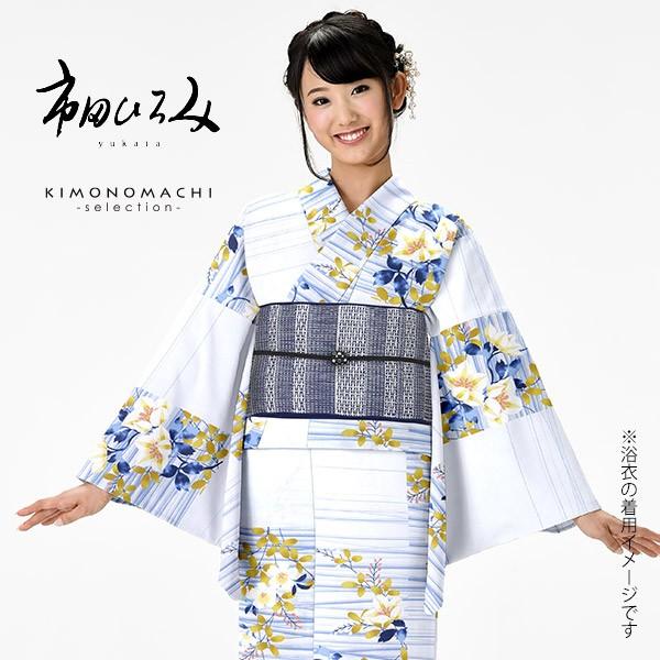 市田ひろみ　浴衣　紺色　新品未使用 Prices down2）市田ひろみ 浴衣単品「ブルー 横段に鉄線、萩」大人