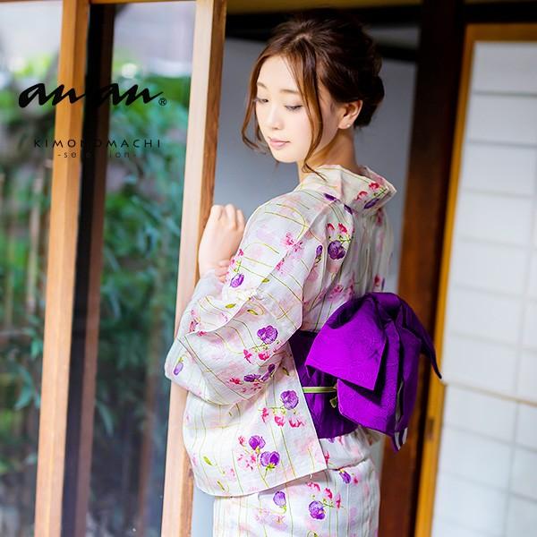 浴衣ドレス　大人用　ピンクに濃ピンクと紫の花　銀ラメ Prices down2）浴衣 レディース 単品 anan 「ピンク パープル