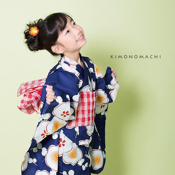 レトロ　浴衣　キッズ　子供　女の子　150cm　ネイビー　紫陽花　花柄　作り帯 レトロ 浴衣 キッズ 子供 女の子 150cm ネイビー 紫陽花 花柄