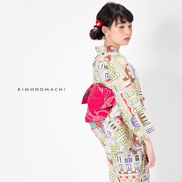 KIMONOMACHI 浴衣 レディース セット 「カラフル タウンスケープ」 S