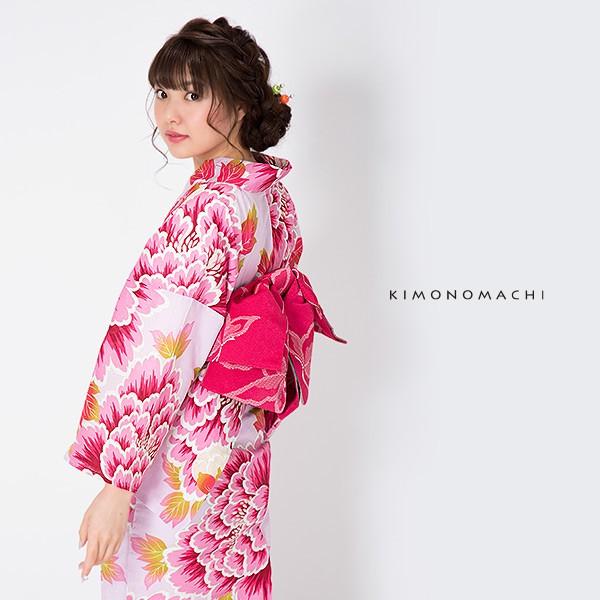 KIMONOMACHI 浴衣 レディース セット 「ピンクパープル 大牡丹