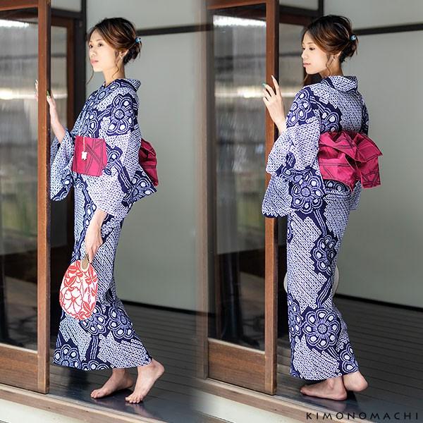 浴衣 レディース 単品 お仕立て上がり 絞り浴衣「紺色 捻じ菊 浴衣 レディース 単品 お仕立て上がり 絞り浴衣「紺色 捻じ菊