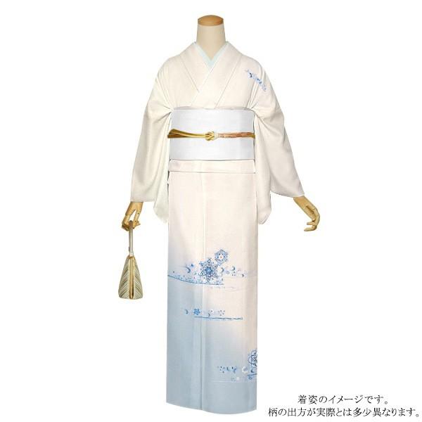 お仕立て上がり 訪問着単品「生成り×浅縹色 花更紗」七五三、入学式 