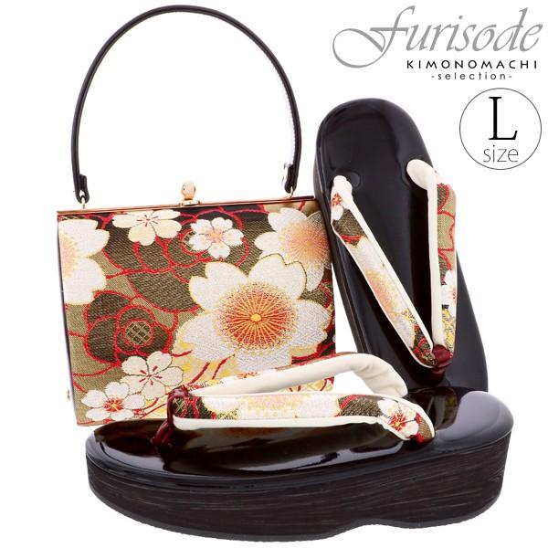振袖 草履バッグセット 黒色 薔薇と桜 振袖草履 Lサイズ Evaソール 振袖草履バッグ Www Ramnurtextile Com