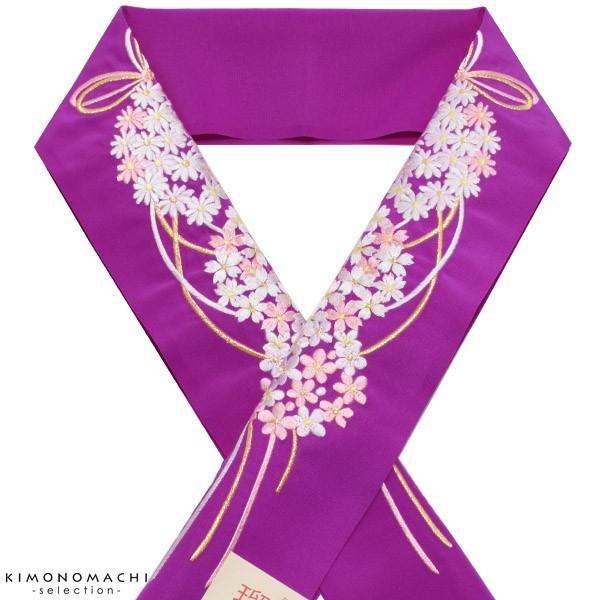 Prices down5）振袖 半襟 「紫色 花薬玉」 刺繍半衿 振袖衿 成人式 E