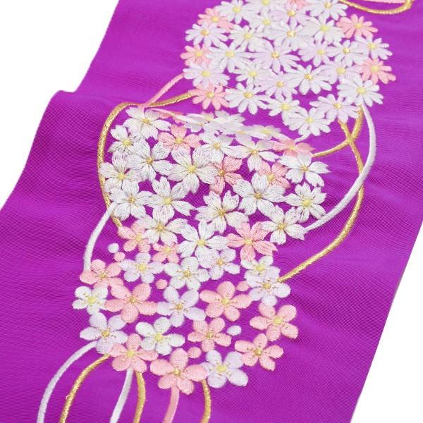 Prices down5）振袖 半襟 「紫色 花薬玉」 刺繍半衿 振袖衿 成人式 E