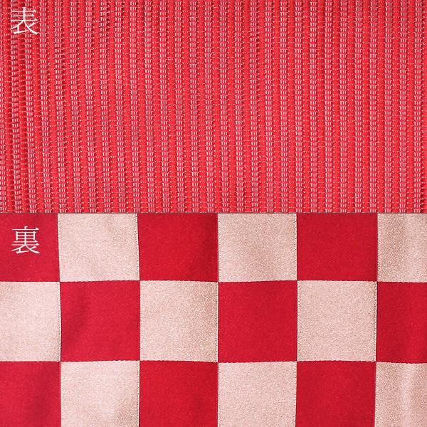 【裂織り】 木綿 半幅帯 単衣仕立て モダンな市松柄 赤と黒 着物 木綿 単衣 小柄 レトロパターン かすれ えんじ 赤 仕立て