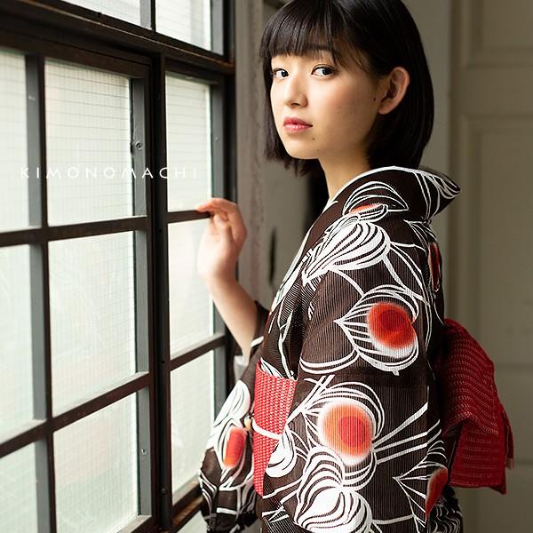 KIMONOMACHI 浴衣 レディース レトロ 夏着物 単品 「ほおずき 黒 KIMONOMACHI 浴衣 レディース レトロ 夏着物 単品 「ほおずき 黒