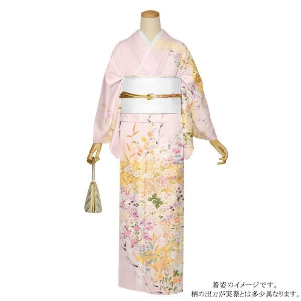 訪問着 お仕立て上がり 単品「ピンク 豪華な花模様 金彩の雲取文様 