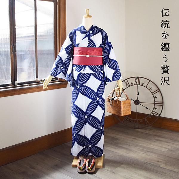浴衣 レディース 絞り 単品 お仕立て上がり「七宝つなぎ」 流水 浴衣 レディース 絞り 単品 お仕立て上がり「七宝つなぎ」 流水