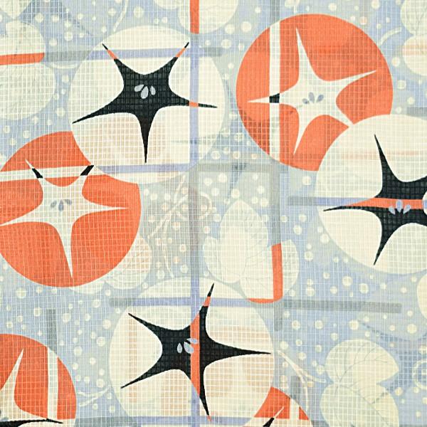 Prices down）UNSODO ブランド浴衣単品 「薄青地に格子朝顔（9U-1