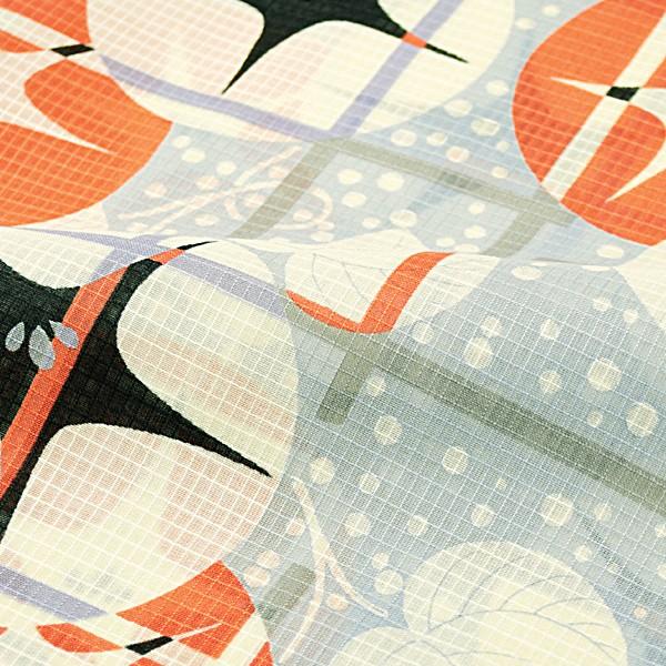 Prices down）UNSODO ブランド浴衣単品 「薄青地に格子朝顔（9U-1