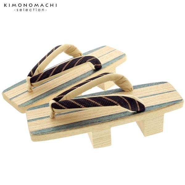 下駄 レディース 「三味型 藍染 二枚歯下駄 黒×ベージュ」 日本製 桐下駄 女性下駄 女下駄 【メール便不可】