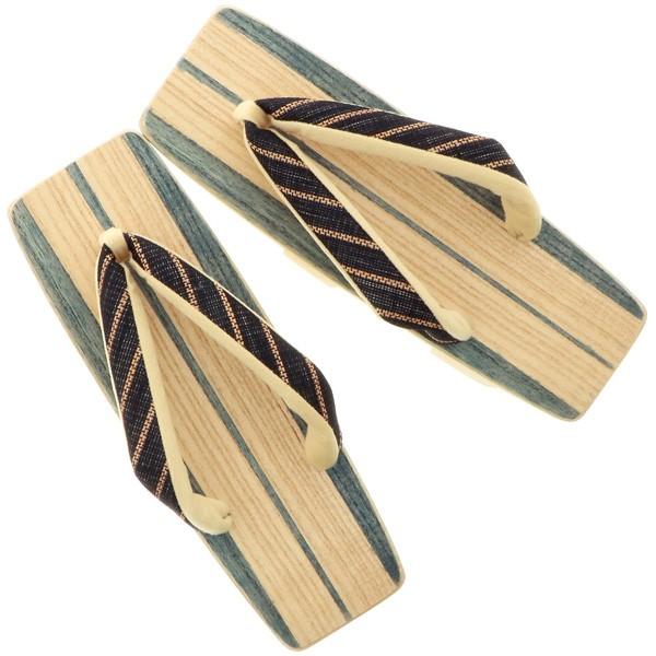 下駄 レディース 「三味型 藍染 二枚歯下駄 黒×ベージュ」 日本製 桐下駄 女性下駄 女下駄 【メール便不可】