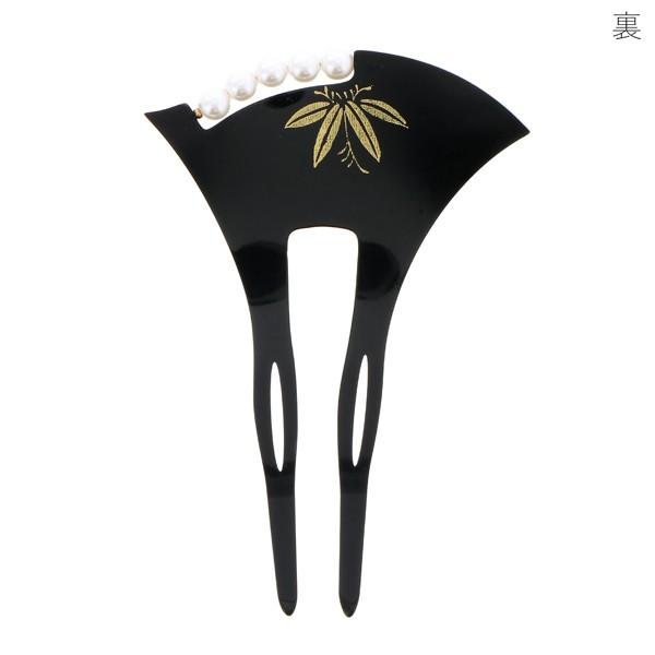 かんざし バチ型 「黒地 パール 梅 #797」 銀杏型 高級 簪 礼装用 フォーマル着物 和装 留袖 黒留袖 訪問着 色無地 結婚式 パーティー ＜H＞【メール便不可】