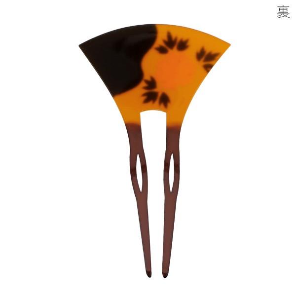 かんざし バチ型 日本製 「べっ甲調 二輪牡丹 1330」 銀杏型 高級 簪