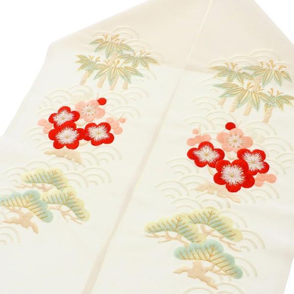 装道 美容衿 美しい四季の花々 新品未使用 半襟 刺繍半襟 Prices down2）振袖 半襟 刺繍「薄生成り青海波模様に松竹梅」衿秀