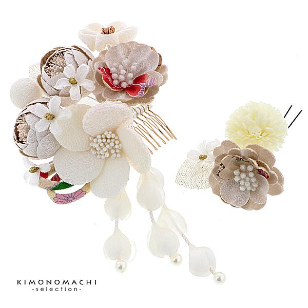 Prices down2）髪飾り コームとUピン 2点セット 「象牙色 (No.50591白