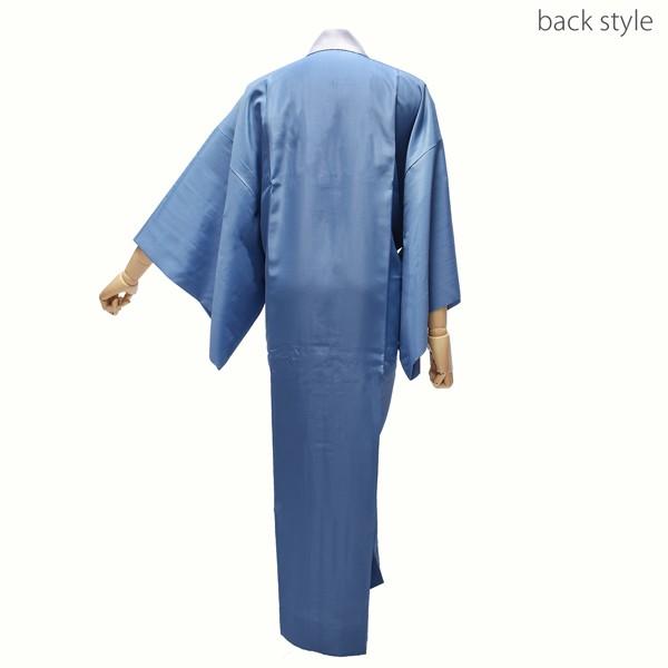 洗える長襦袢 男性用 「ブルー地 襟白」 長襦袢単品 メンズ 男用 M/L/2L/3L/4L/5Lサイズ 和装下着 着物 【メール便不可】